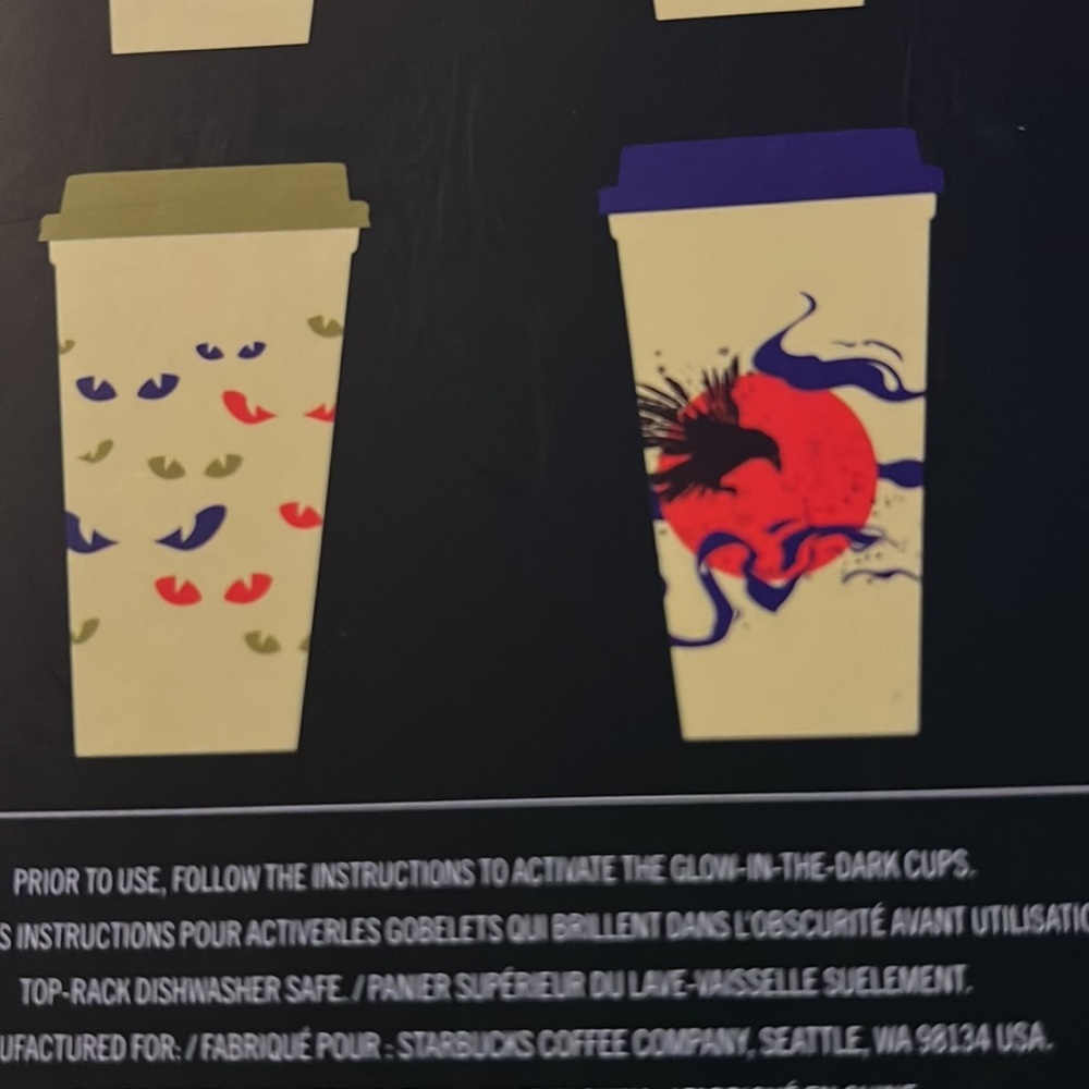🎃NEW👻Starbucks 2022 Fall Halloween Box of 6 Glow in the Dark Reusable Hot Cups - Picture 4 of 5